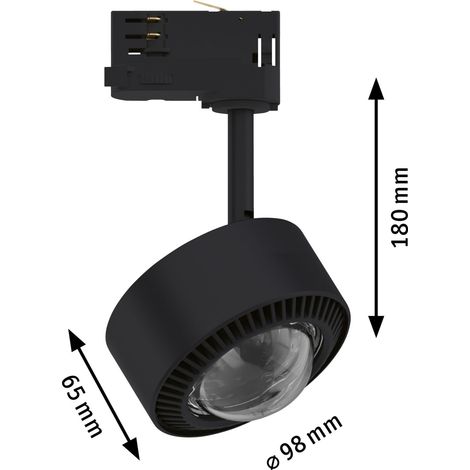 système rails LED ProRail3 spot sur rail Aldan 8,5W 3000K 230V Noir, chrome gradable systèmes rails, rails de plafond Métal (1/5)