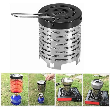 Réchaud à gaz portable de camping avec housse chauffante, équipement de camping, de pêche et de chasse en acier inoxydable (1/5)