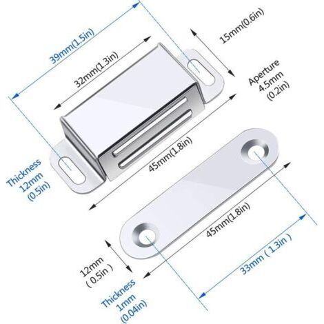 NALOOKAMIC Loquet Magnetique, 12 Pièces Aimants loqueteaux magnétiques Placard Aimant Puissant Robuste Jusqu'à 6kg, Pour Tiroirs Porte de Douche Aimanté Armoire Placard, Cabinet, Meubles (45mm-12pc)- (1/4)