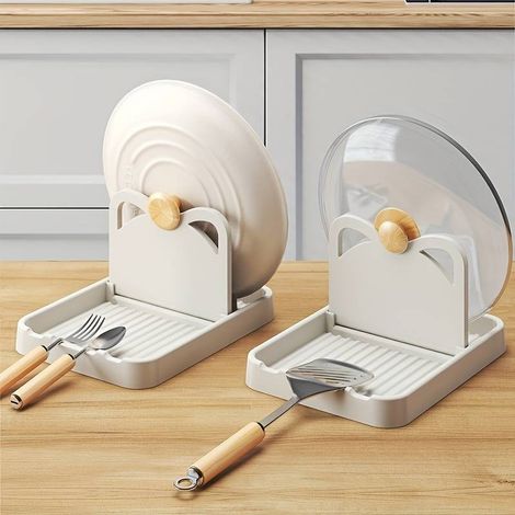Étagère murale plastique pliable pour couvercles - Rangement vertical multifonction casseroles