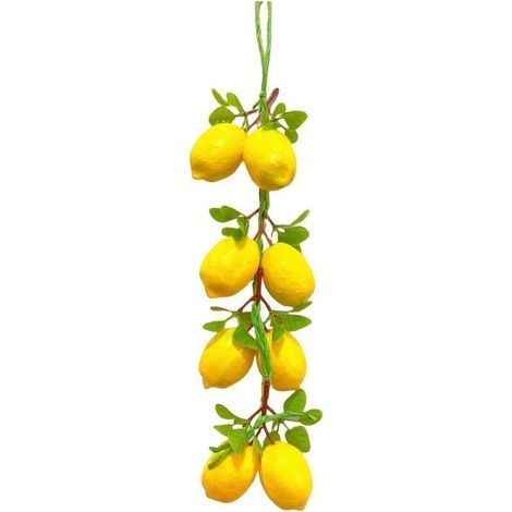 Guirlande Citrons Artificiels - 8 Citrons + Feuilles Réalistes - Décoration Suspendue en Mousse et Plastique - Pour Intérieur Extérieur Commerce Événements (1/5)