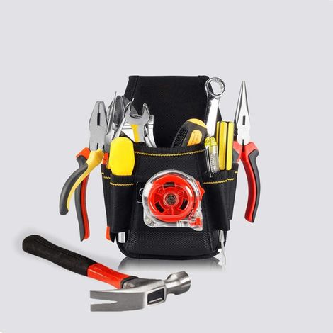 MINKUROW Cinturón De Herramientas Para Electricista Profesional Negro Con Cinturón Ajustable, Base De Pvc De Doble Espesor, 24x15.5x6cm, 8 Bolsillos, Lona Oxford 600d Impermeable Para Electricistas, T (1/4)