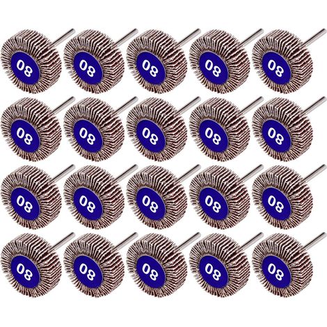 20 pezzi di ruote lamellari, disco abrasivo a grana 80, carta vetrata abrasiva 100 per utensili rotanti Dremel (1/5)
