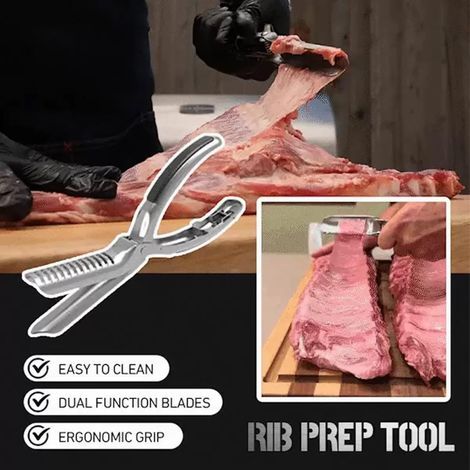 Rippchenentferner aus Edelstahl – Ergonomisches Werkzeug zum Schälen von Grillrippchen und zur einfacheren Zubereitung – Werkzeug zum Entfernen der Silberhaut und zur Vorbereitung der Rippchen für den (1/5)