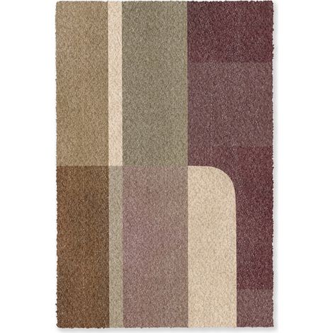 ALFOMBRA Llanuras - Abstracto - Burdeos - Líneas 80x120 cm (1/5)