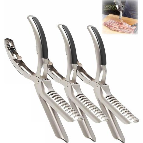 Lot de 3 outils professionnels pour retirer la membrane, en acier inoxydable, pour les amateurs de barbecue, confortable à tenir, antidérapant. (1/5)
