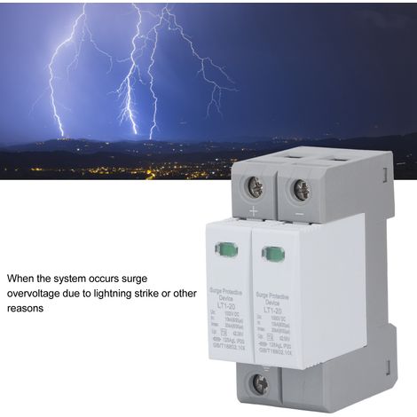 Parafoudre photovoltaïque 10KA à 20KA 2P 36mm, Installation sur Rail, Protection contre les surtensions, parafoudre PV 1000V (1/5)