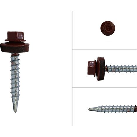 Bohrschrauben - Dachziegelschrauben Rot Verzinkt 4,8 x 35 mm -