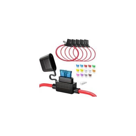 5pcs 16AWG Porte-fusibles Moyen Lame Enfichable Etanche avec Fil, DC 32V 20A Add-A-Circuit pour Camion Voiture, avec 6 pièces de Fusible à Lame Standard et 1 pièce de Extracteur de Fusible (1/5)