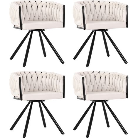 Pack de 2 sillas de comedor giratorias de terciopelo beige HOMVRA (1/5)