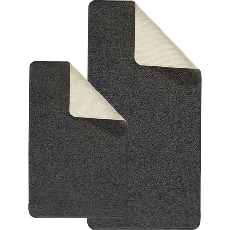 Lot de 2 tapis de bain polyester 60x120cm + 50x80cm 60x120cm (1/2)