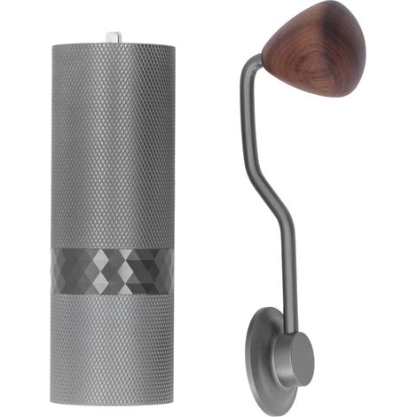 Moulin à café manuel portable en aluminium gris, broyeur à main pour grains de café à domicile, corps entièrement en aluminium (1/5)