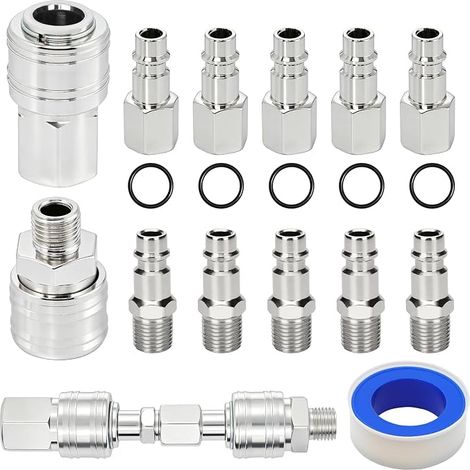 Raccord Rapide Air Comprimé 1/4" BSP raccord rapide(argent) (1/5)