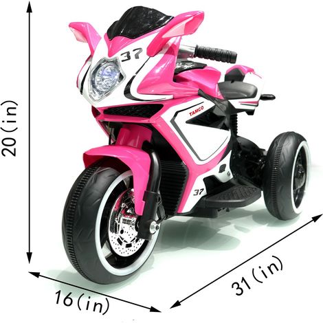 Moto électrique pour enfants, jouet rechargeable, moto électrique pour enfants de 3 à 4 ans (garçons et filles) avec démarrage à pédale, musique, lumières et roues lumineuses. (1/5)