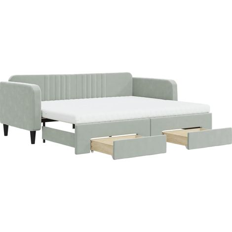Maison Exclusive - Divano Letto Estraibile Cassetti Grigio Chiaro 90x200cm Velluto