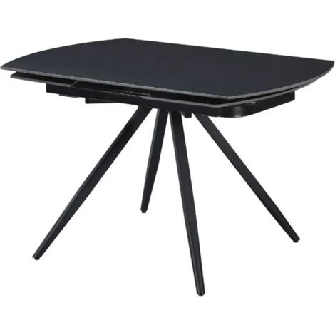 Tavolo girevole allungabile Kitti con piano in ceramica effetto marmo nero opaco 120x88x76H (1/5)