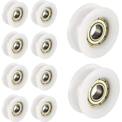 10 piezas de nailon con rodamientos 608 integrados de plástico, bolas de ranura de 6, 30 y 10 mm, polea guía (1/4)