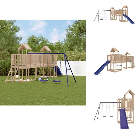 Spielturm Massivholz Kiefer - Holzspielplatz - Spielturm - Kiefernholz - Rutsche - Schaukelset