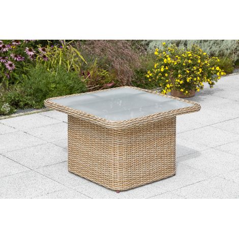 Duplex Tisch 72x72x45/62cm Stahl/Kunststoffgeflecht