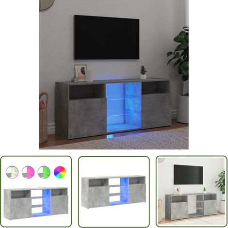 The Living Store TV-Schrank mit LED-Leuchten Betongrau 120x30x50 cm - TV Schrank - Betonoptik - Fernseher Stand - Regal - Wohnzimmer Möbel (1/5)