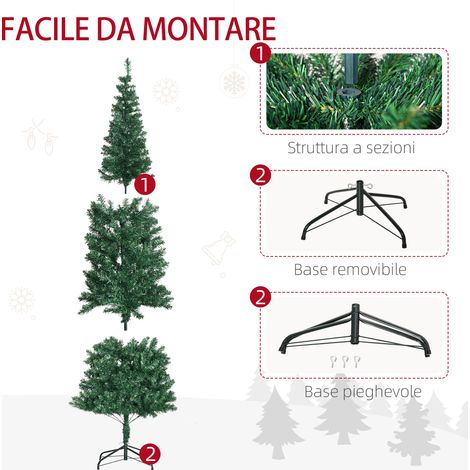 Sapin artificiel haut 210 cm, branches réalistes vert foncé, arbre étroit avec socle pliant, décoration de Noël fine et élégante (1/5)