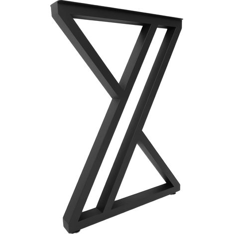 Pieds de table en métal en forme de X, capacité de charge de 300 kg, patins en caoutchouc réglables, noir (1/2)