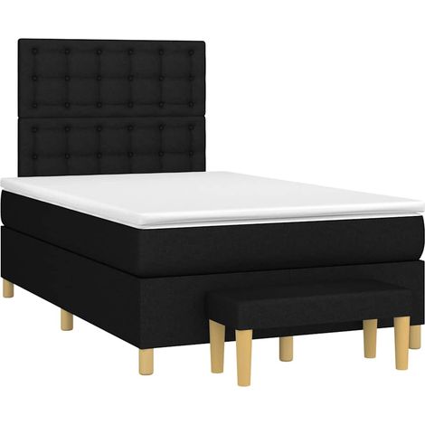 vidaXL Sommier à lattes de lit avec matelas noir 120x190 cm tissu (1/5)