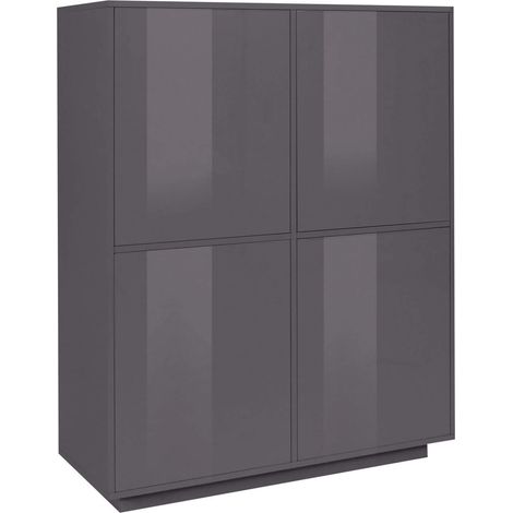Madia 4 ante per Soggiorno Moderna 100,1x41,4x126cm - ENIGMA - Colore: antracite laccato (1/5)