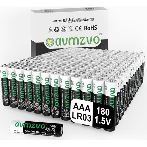 Piles AAA, Lot de 180 Pile LR03, 1,5 V, Puissance Durable, alcalines, puissantes, Peuvent être utilisées pour Les Jouets, Les réveils et Autres appareils électroniques (1/5)