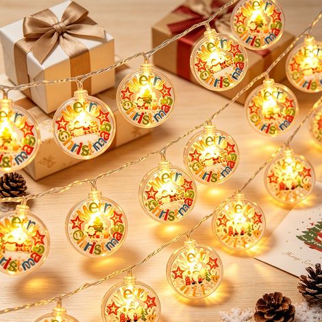 Guirlande LED de Noël à piles 3 m 20 lampes, pendentifs boules rondes décoratives Noël, éclairage ambiance chaude pour maison et fêtes (1/5)