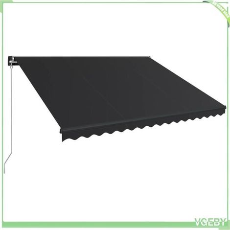 Auvent rétractable manuel - FAFEICY - 3051240 - 450 x 300 cm - Tissu anthracite, cadre gris - Aluminium enduit, anti-UV (1/5)