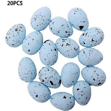 20 œufs de Pâques artificiels en mousse aux couleurs vives, représentant des oiseaux et des pigeons, pour la décoration de la maison et des fêtes.2 cm x 3 cm bleu (1/5)