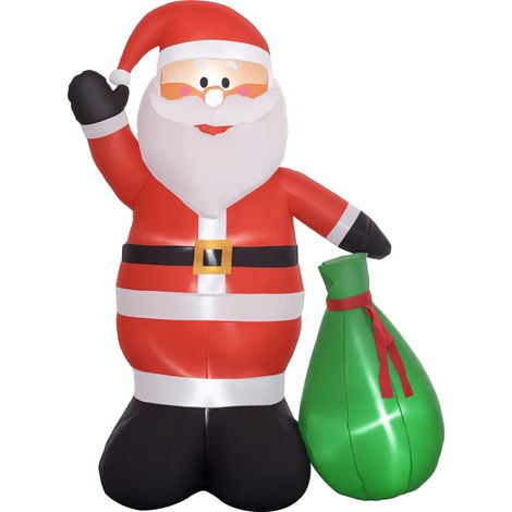 Père de Noël gonflable de 180 cm Outsunny avec lumières LED, matériel fixation et souffleur, intérieur et extérieur (1/5)