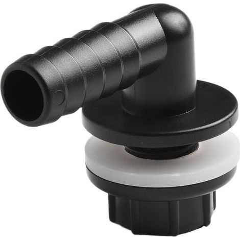Conector de boquilla acodado para depósito de agua, acuario, fácil de instalar, conector negro, adaptador de manguera de riego (1/5)