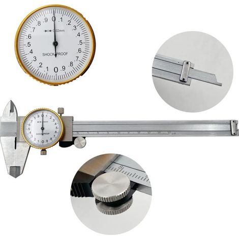 Dial Calipers 0-150mm 0.02mm High Precision Stainless Steel Vernier Caliper for Industrial Use Dial Caliper Shockproof Metric Measuring Tool (1/5)