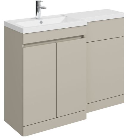 Balterley Tean 1100mm Floor Standing Compact Unit with Left Hand Polymarble Basin - Pebble Grey