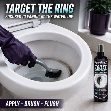 KineShineX Toilet Waterline Cleaner removes black rings of limescale and stubborn stains from the waterline. (1/4)