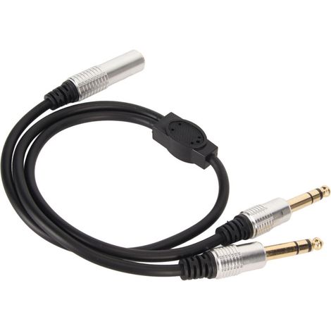 Câble Y 1/4 de pouce 6.35mm mono femelle vers double mâle pour amplificateur microphone enceinte 0.5m (1/5)