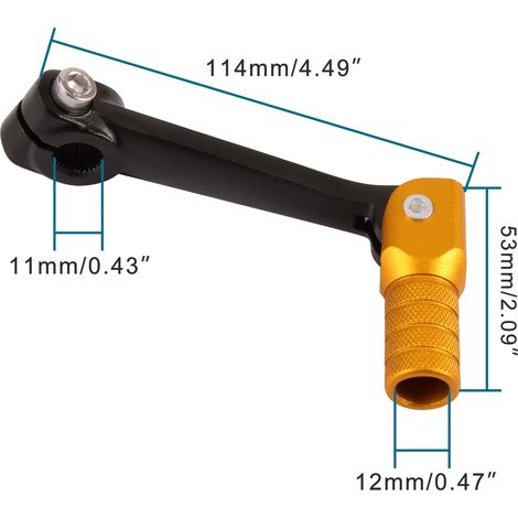 Motorcycle modification gear shift lever, aluminum alloy folding gear lever, ZhengLin T4 TGR Bosuer black lever with gold head. (1/4)