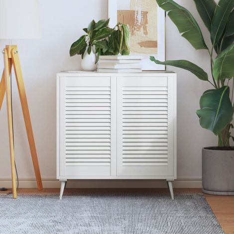 Portes d'armoire à lattes, lot de 2, blanches, 69 x 39,4 cm, en bois massif
