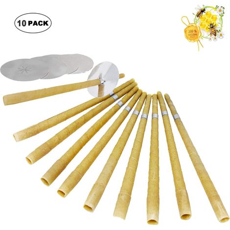 Bougie Auriculaire - Cire Dabeille Naturelle - Pour Soins Relaxants - 10 Pièces Avec 5 Plateaux De Sécurité (1/5)