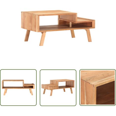 The Living Store Table basse 100x50x45 cm Bois d'acacia massif - Table Basse - Table D'appoint - Acacia Massif - Meubles De Salon - Design Rustique (1/5)