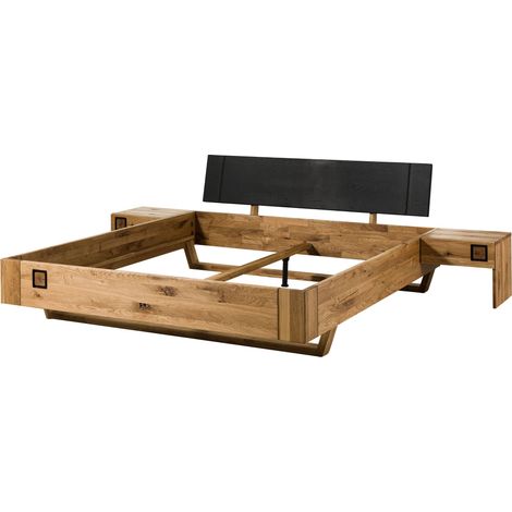 Letto in legno di quercia selvatica con comodini inclusi 160x200 oliato naturale - laccato KITZBÜHEL 153