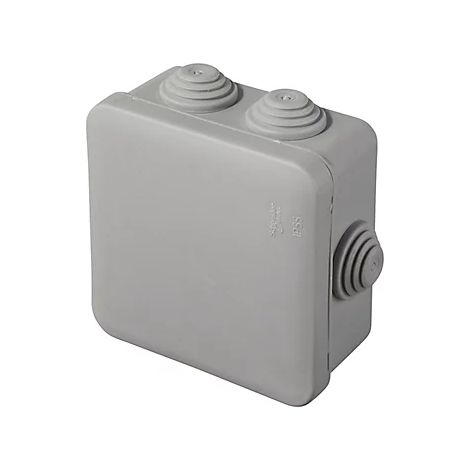 Boite de derivation 80x80x45mm grise étanche couvercle 7 entrées embouts IP55 IK07 650° Mureva BOX