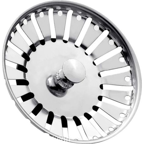 Crépine universelle en acier inoxydable diamètre 84 mm pour évier de cuisine, filtre à déchets et bouchon de drainage, argenté (1/5)