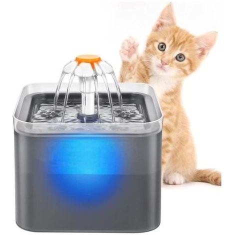 Fontaine à Eau pour Chat Chien 2L, Distributeur Eau pour Chat Silencieux avec Filtre Remplaçable, Gris - KENUOS