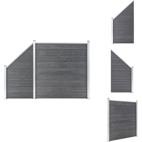 WPC Zaun-Set 1 Quadrat + 1 Schräge 273x186 cm Grau - Holz-Zaun - WPC-Zaun - Gartenzaun - Privacy Screen - Sicherheitszaun (1/5)