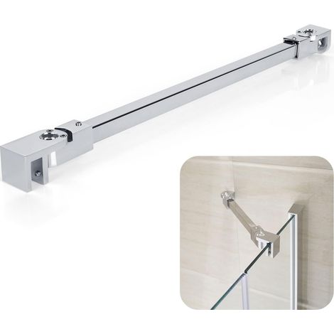 Sollbry Barre de support en acier inoxydable de 40 cm, support d'écran en verre de douche, support de panneau de porte de douche sans cadre pour parois de douche, barre de support murale à verre pour (1/5)