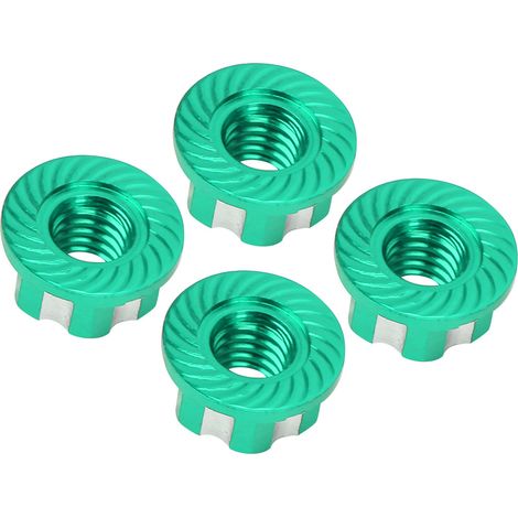 Lot de 4 écrous hexagonaux M4 en alliage d'aluminium, compatibles avec les voitures RC 1/10 HSP Sakura D3 et D4 (vert). (1/5)