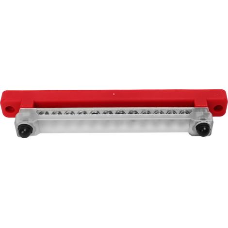 Bloc de distribution électrique 48 V 150 A à 12 bornes avec couvercle, goujons M6 et vis M4 pour voiture, camping-car, bateau, marine (rouge) (1/5)